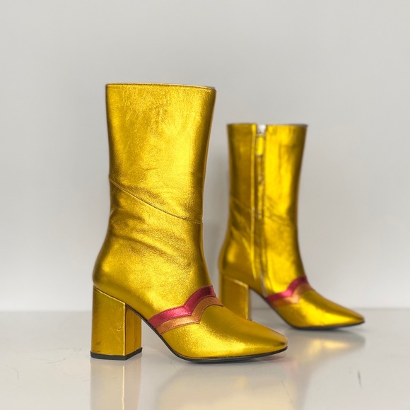 Man Repeller leandra Medine I’m here to party Gold boots 36 - Picture 2 of 10